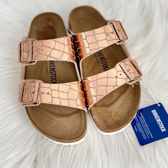 BNWT Birkenstock Arizona Gator Sandals Bronze - Picture 6 of 10